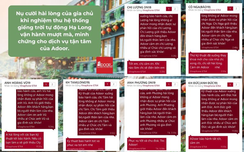 Nụ cười hài lòng của gia chủ khi nghiệm thu hệ thống giếng trời tự động Hạ Long vận hành mượt mà, minh chứng cho dịch vụ tận tâm của Adoor.