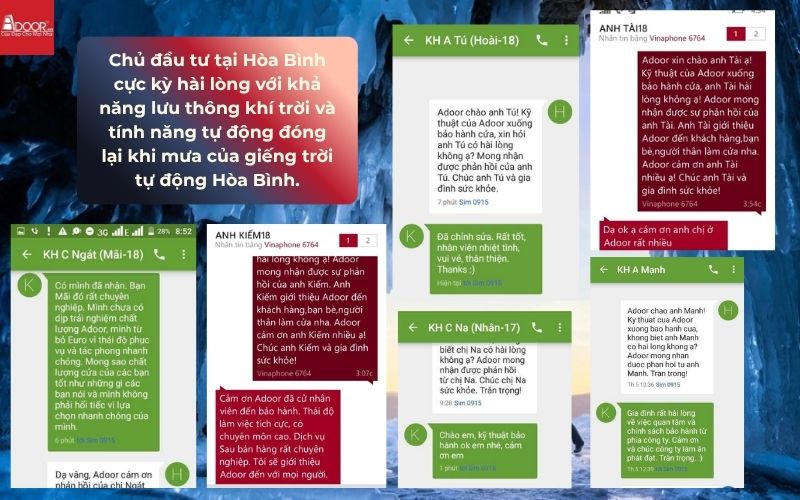 Chủ đầu tư tại Hòa Bình cực kỳ hài lòng với khả năng lưu thông khí trời và tính năng tự động đóng lại khi mưa của giếng trời tự động Hòa Bình.