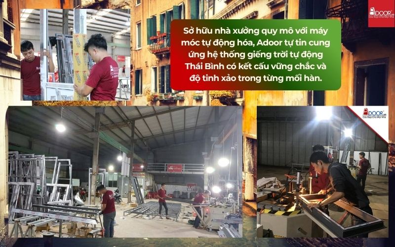 Sở hữu nhà xưởng quy mô với máy móc tự động hóa, Adoor tự tin cung ứng hệ thống giếng trời tự động Thái Bình có kết cấu vững chắc và độ tinh xảo trong từng mối hàn. Sở hữu nhà xưởng quy mô với máy móc tự động hóa, Adoor tự tin cung ứng hệ thống giếng trời tự động Thái Bình có kết cấu vững chắc và độ tinh xảo trong từng mối hàn.