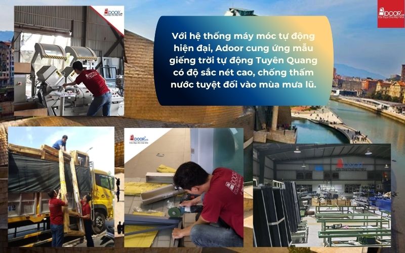 Với hệ thống máy móc tự động hiện đại, Adoor cung ứng mẫu giếng trời tự động Tuyên Quang có độ sắc nét cao, chống thấm nước tuyệt đối vào mùa mưa lũ.