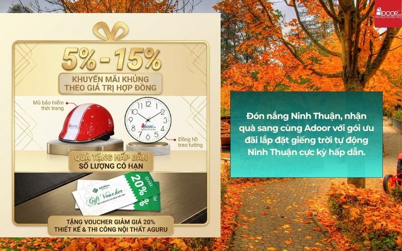 Đón nắng Ninh Thuận, nhận quà sang cùng Adoor với gói ưu đãi lắp đặt giếng trời tự động Ninh Thuận cực kỳ hấp dẫn.