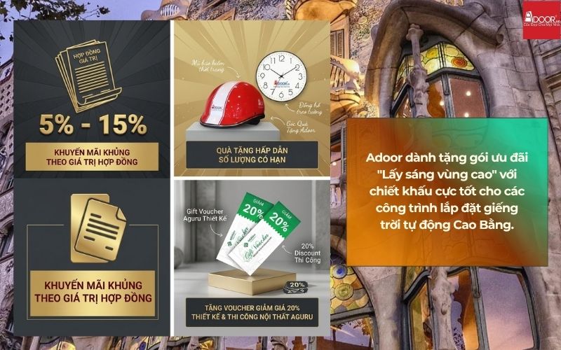 Adoor dành tặng gói ưu đãi "Lấy sáng vùng cao" với chiết khấu cực tốt cho các công trình lắp đặt giếng trời tự động Cao Bằng.