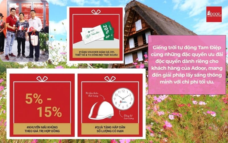 Giếng trời tự động Tam Điệp cùng những đặc quyền ưu đãi độc quyền dành riêng cho khách hàng của Adoor, mang đến giải pháp lấy sáng thông minh với chi phí tối ưu.