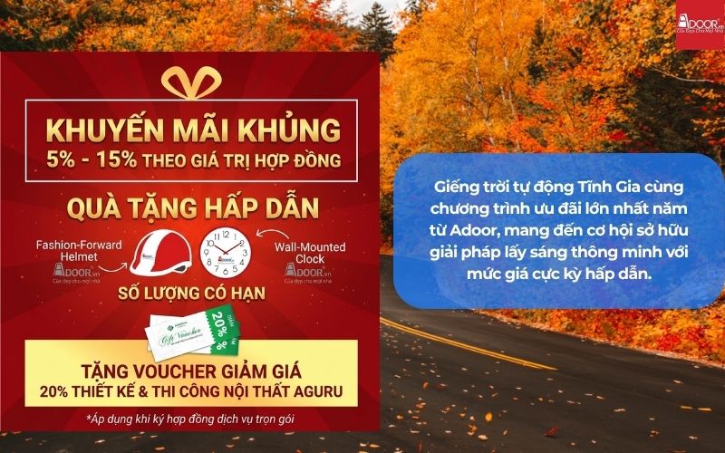 Giếng trời tự động Tĩnh Gia cùng chương trình ưu đãi lớn nhất năm từ Adoor, mang đến cơ hội sở hữu giải pháp lấy sáng thông minh với mức giá cực kỳ hấp dẫn.