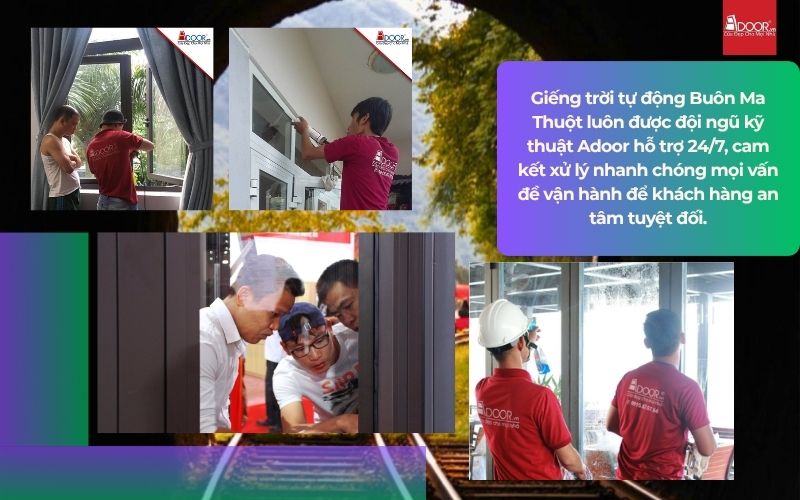 Giếng trời tự động Buôn Ma Thuột luôn được đội ngũ kỹ thuật Adoor hỗ trợ 24/7, cam kết xử lý nhanh chóng mọi vấn đề vận hành để khách hàng an tâm tuyệt đối.