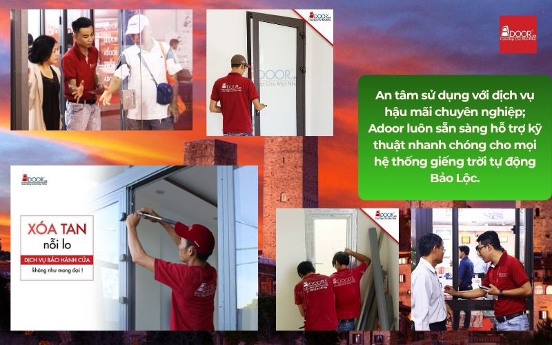 An tâm sử dụng với dịch vụ hậu mãi chuyên nghiệp; Adoor luôn sẵn sàng hỗ trợ kỹ thuật nhanh chóng cho mọi hệ thống giếng trời tự động Bảo Lộc.