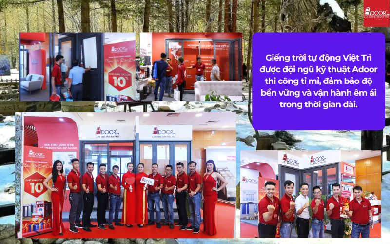 Giếng trời tự động Việt Trì được đội ngũ kỹ thuật Adoor thi công tỉ mỉ, đảm bảo độ bền vững và vận hành êm ái trong thời gian dài.