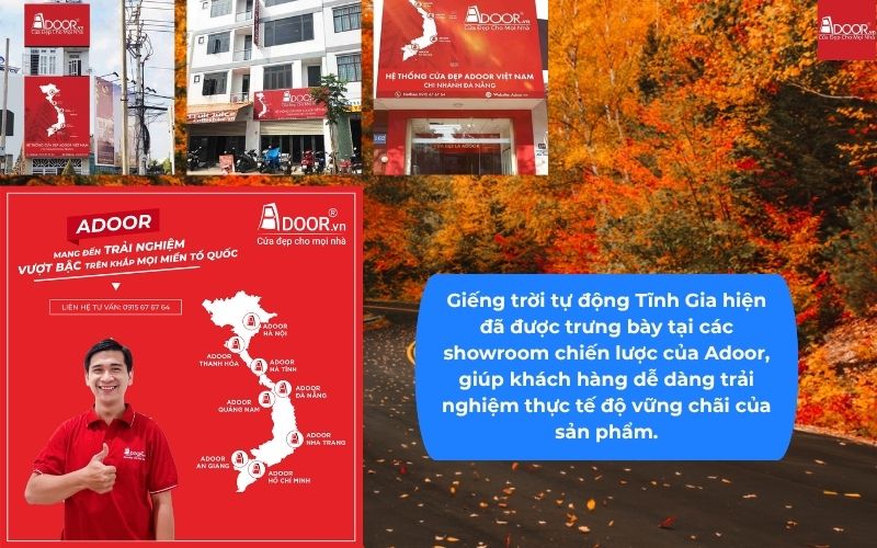 Giếng trời tự động Tĩnh Gia hiện đã được trưng bày tại các showroom chiến lược của Adoor, giúp khách hàng dễ dàng trải nghiệm thực tế độ vững chãi của sản phẩm.