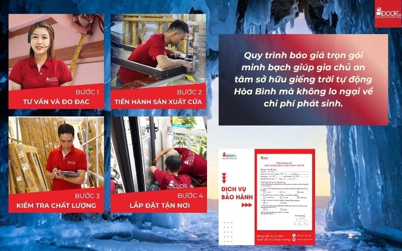 Quy trình báo giá trọn gói minh bạch giúp gia chủ an tâm sở hữu giếng trời tự động Hòa Bình mà không lo ngại về chi phí phát sinh.