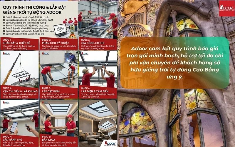 Adoor cam kết quy trình báo giá trọn gói minh bạch, hỗ trợ tối đa chi phí vận chuyển để khách hàng sở hữu giếng trời tự động Cao Bằng ưng ý.