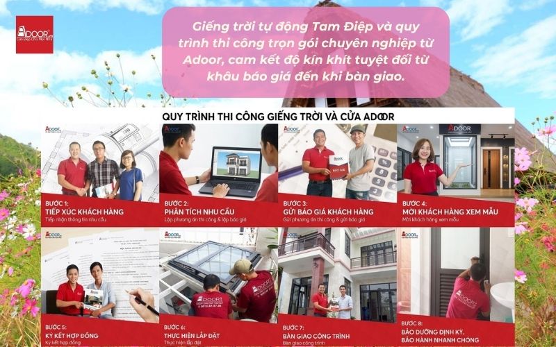 Giếng trời tự động Tam Điệp và quy trình thi công trọn gói chuyên nghiệp từ Adoor, cam kết độ kín khít tuyệt đối từ khâu báo giá đến khi bàn giao.