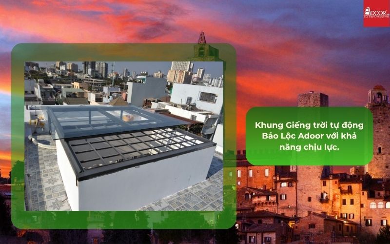 Khung Giếng trời tự động Bảo Lộc Adoor với khả năng chịu lực.