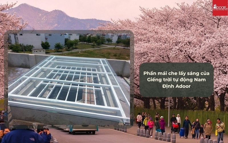 Phần mái che lấy sáng của Giếng trời tự động Nam Định Adoor Phần mái che lấy sáng của Giếng trời tự động Nam Định Adoor