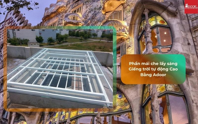 Phần mái che lấy sáng Giếng trời tự động Cao Bằng Adoor