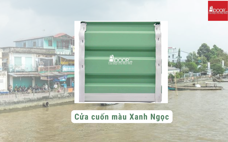 Cửa cuốn Úc Vĩnh Long màu xanh ngọc 
