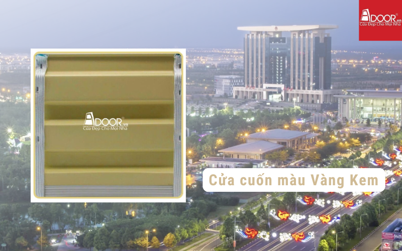 Cửa cuốn Úc Bình Dương màu vàng kem 