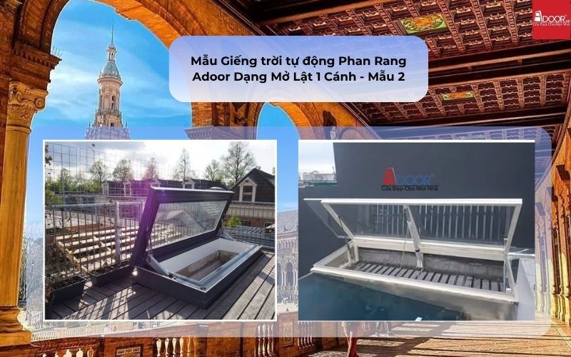 Mẫu Giếng trời tự động Phan Rang Adoor Dạng Mở Lật 1 Cánh - Mẫu 2