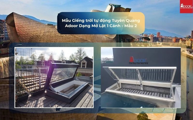Mẫu Giếng trời tự động Tuyên Quang Adoor Dạng Mở Lật 1 Cánh - Mẫu 2