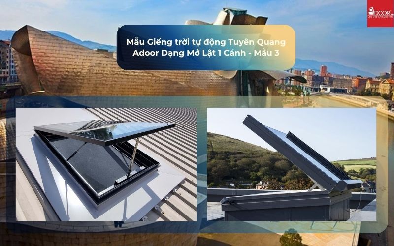 Mẫu Giếng trời tự động Tuyên Quang Adoor Dạng Mở Lật 1 Cánh - Mẫu 3