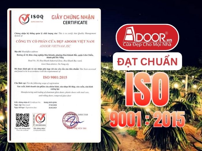 Chứng nhận ISO minh chứng chất lượng Cửa Cổng Tự Động Adoor phục vụ Bình Thuận