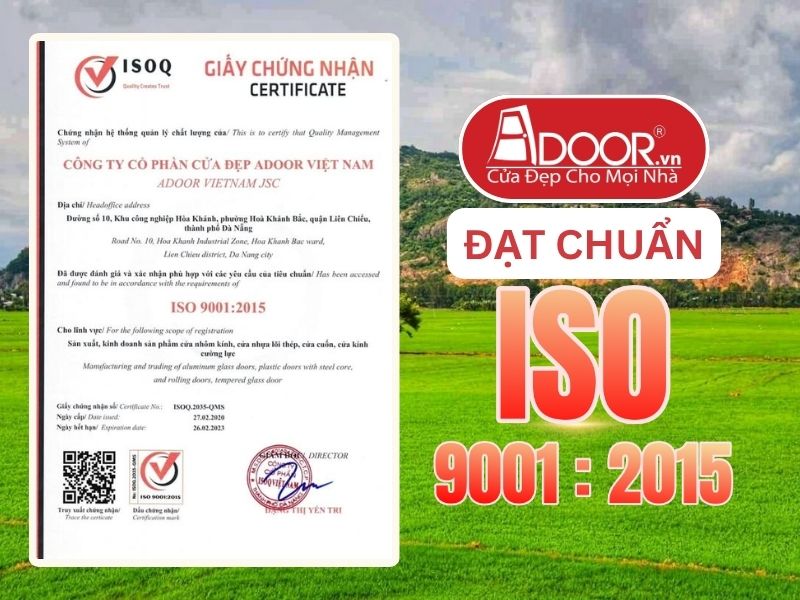 Chứng nhận ISO minh chứng chất lượng Cửa Cổng Tự Động Adoor phục vụ Châu Đốc