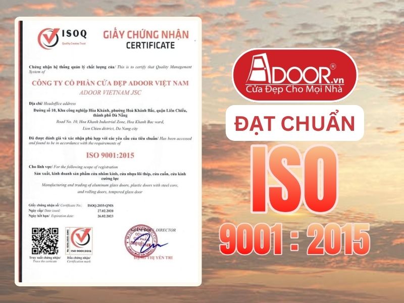 Chứng nhận ISO minh chứng chất lượng Cửa Cổng Tự Động Adoor phục vụ Rạch Giá