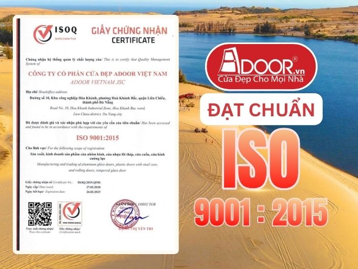Chứng nhận ISO minh chứng chất lượng Cửa Kính Tự Động Adoor phục vụ Bình Thuận