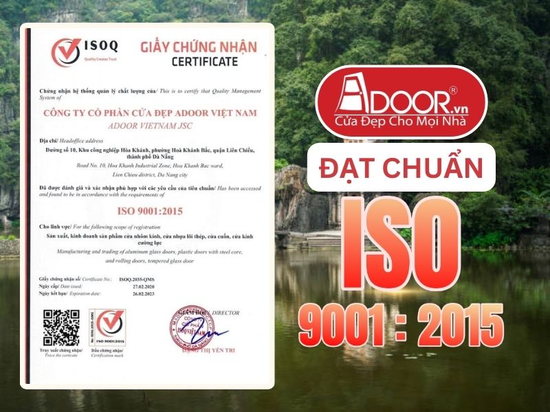 Chứng nhận ISO minh chứng chất lượng Cửa Kính Tự Động Adoor phục vụ Hoa Lư