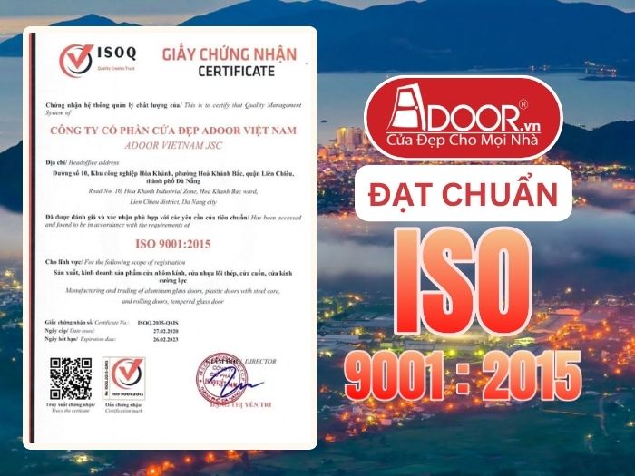 Chứng nhận ISO minh chứng chất lượng Cửa Kính Tự Động Adoor phục vụ Nha Trang