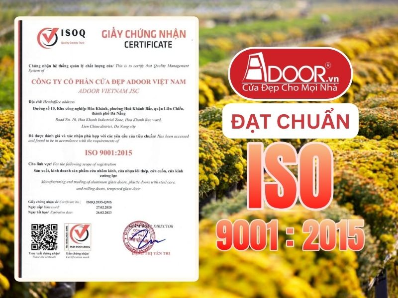 Chứng nhận ISO minh chứng chất lượng Cửa Kính Tự Động Adoor phục vụ Sóc Trăng
