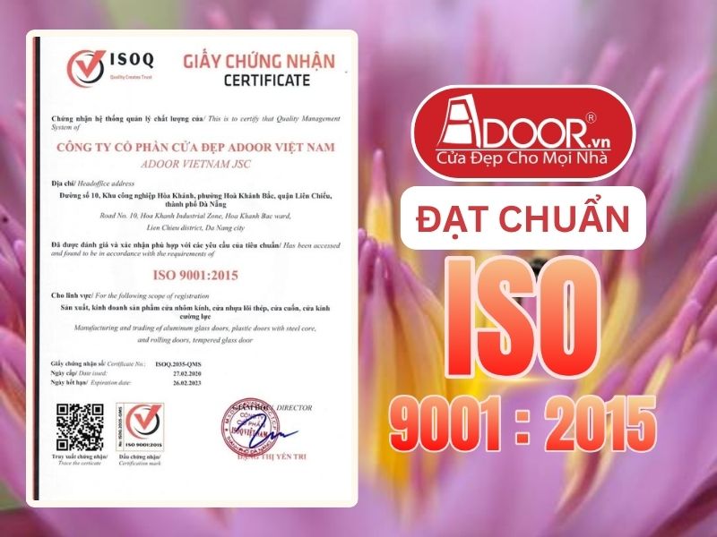 Chứng nhận ISO minh chứng chất lượng Cửa Kính Tự Động Adoor phục vụ Thủ Dầu Một