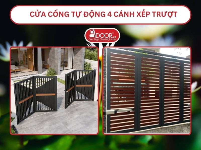 Cửa cổng tự động 4 cánh xếp trượt adoor tại Hà Tiên