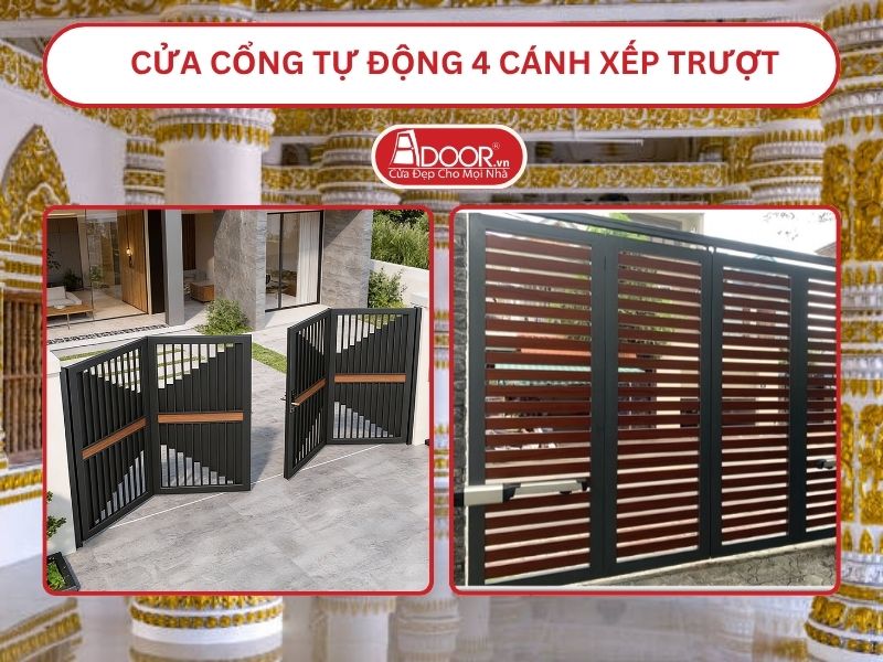 Cửa cổng tự động 4 cánh xếp trượt adoor tại Sóc Trăng