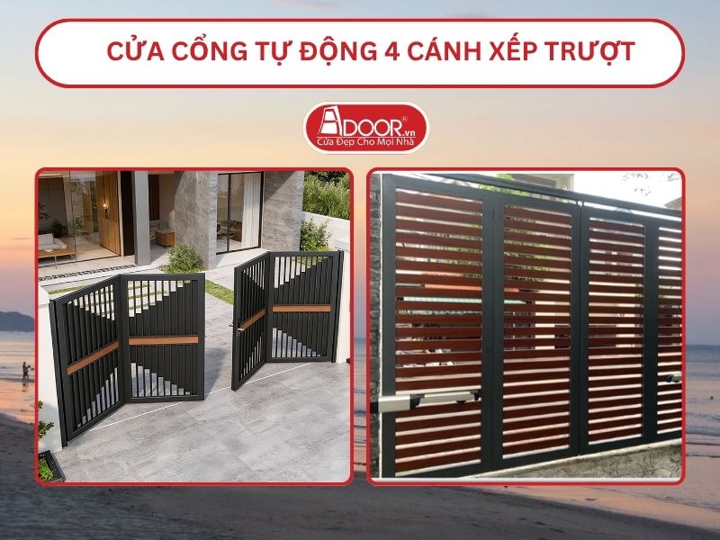 Cửa cổng tự động mở quay 2 cánh âm sàn tại Vinh