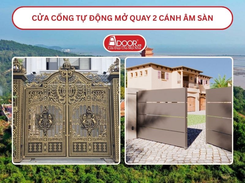 Cửa cổng tự động mở quay 2 cánh âm sàn tại Hải Phòng