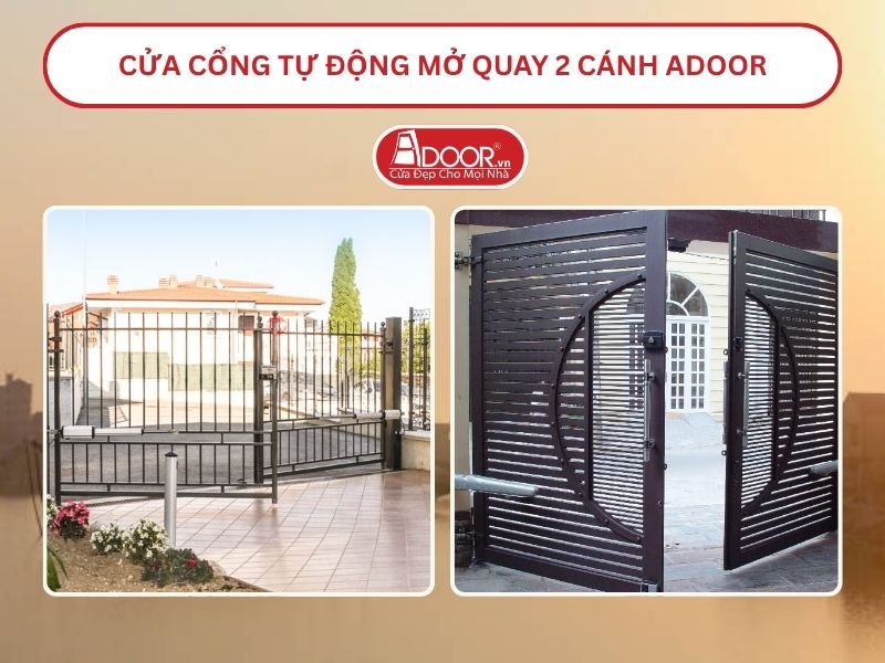 Cửa cổng tự động mở quay 2 cánh tại Hà Tĩnh