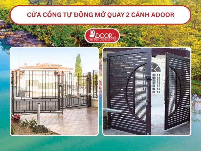 Cửa cổng tự động mở quay 2 cánh tại Long An