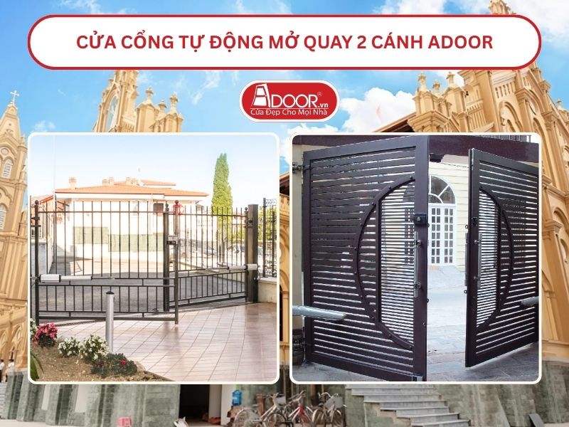 Cửa cổng tự động mở quay 2 cánh tại Nam Định