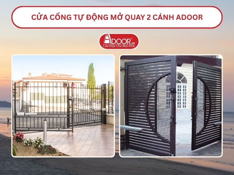 Cửa cổng tự động mở quay 2 cánh tại Vinh