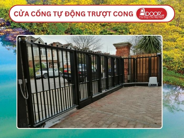 Cửa cổng tự động mở trượt cong tại Long An