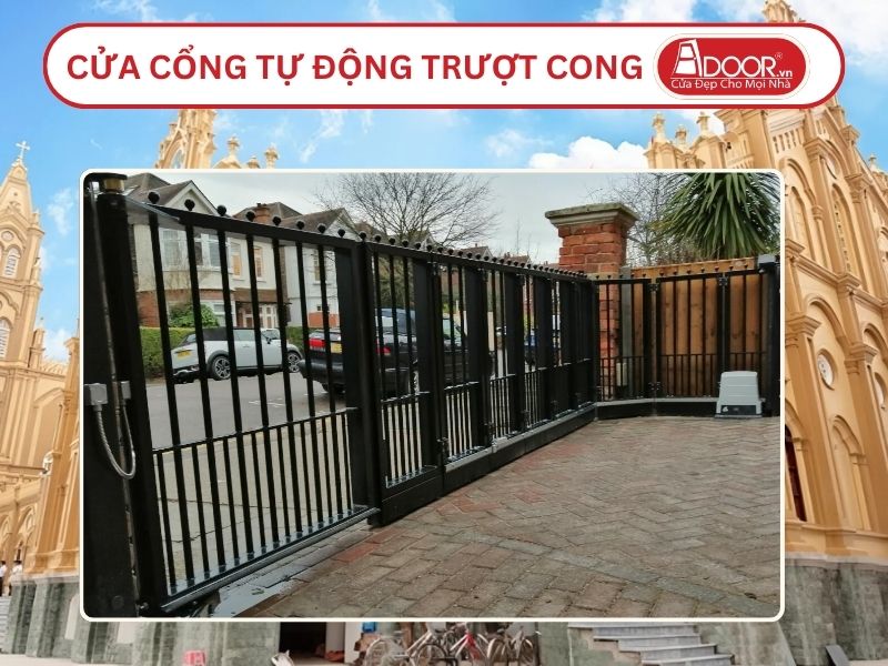 Cửa cổng tự động mở trượt 2 cánh tại Nam Định