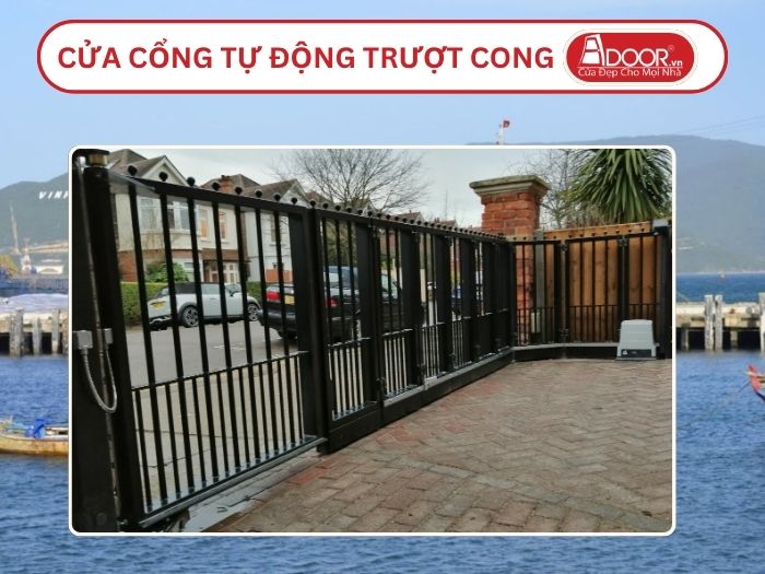 Cửa cổng tự động mở trượt cong tại Nha Trang