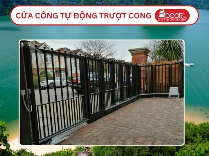 Cửa cổng tự động mở trượt cong tại Quảng Ninh