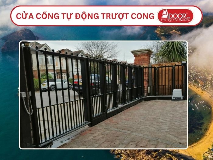 Cửa cổng tự động mở trượt cong tại Quy Nhơn