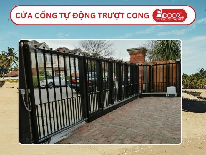 Cửa cổng tự động mở trượt cong tại Tam Kỳ