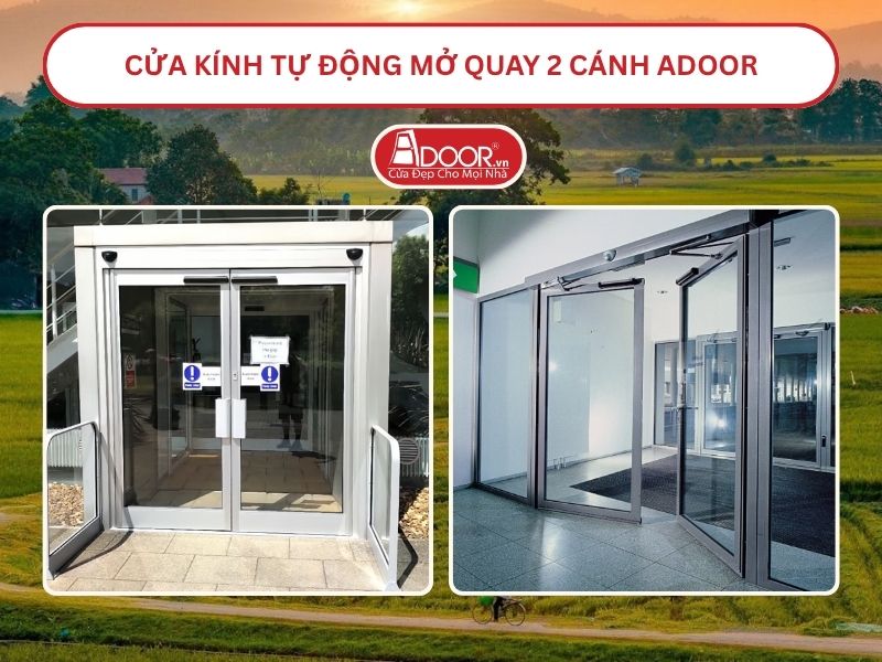 Cửa kính tự động mở quay 2 cánh tại Hà Tĩnh