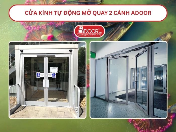 Cửa kính tự động mở quay 2 cánh tại Long An