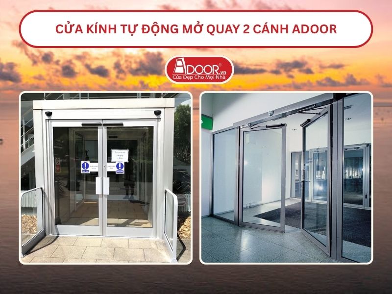 Cửa kính tự động mở quay 2 cánh tại Thái Bình