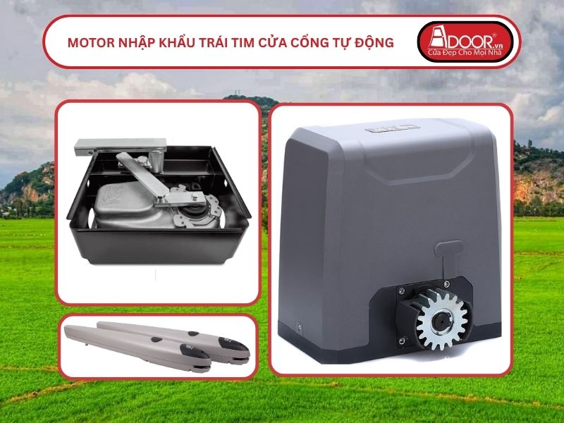 Motor Nhập Khẩu Trái Tim Cửa Cổng Tự Động Adoor Châu Đốc