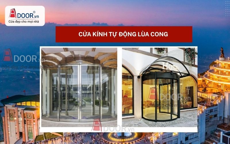 Mẫu cửa kính tự động Tây Ninh lùa cong Mẫu cửa kính tự động Tây Ninh lùa cong